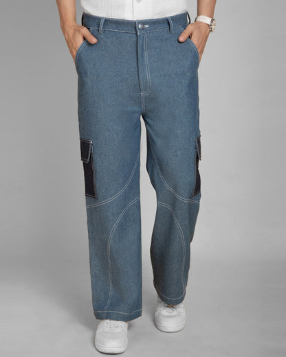 Denim cargo pants