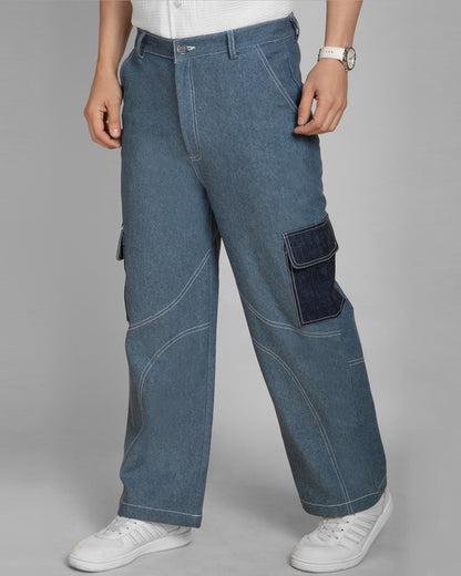 Denim cargo pants