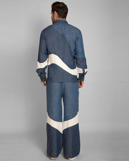 Men's Denim Patchwork Baggy Trousers