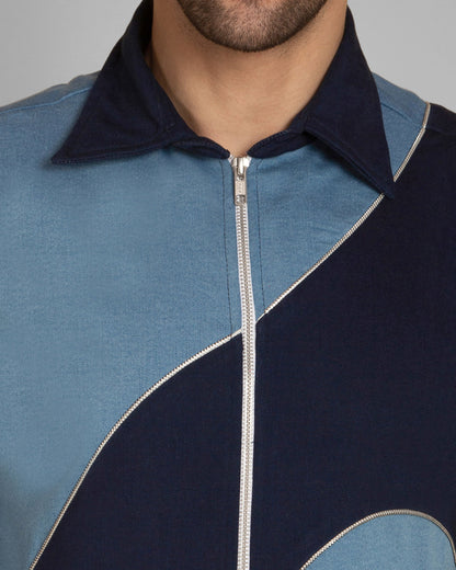 Blue Split Denim Shacket