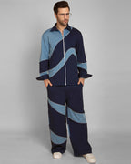 Blue split Denim Baggy Trouser