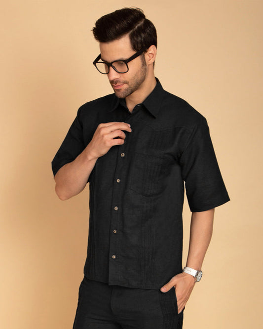 Classic Black Pintuck Shirt