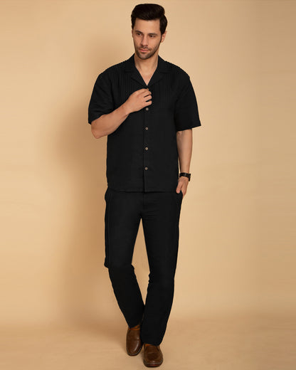 Men's Black Pintuck Shirt