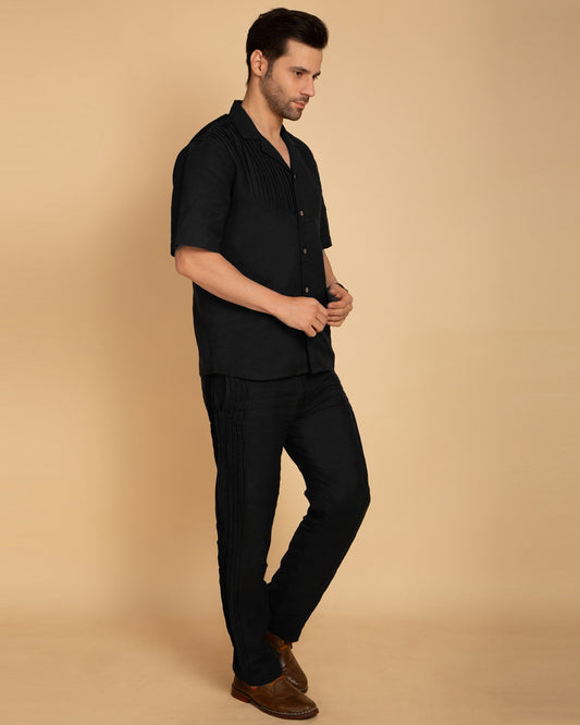 Men's Black Pintuck Shirt