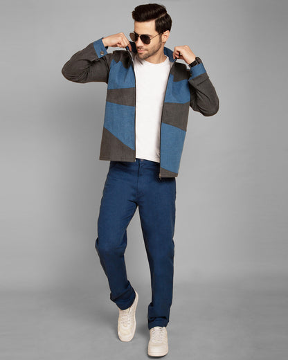 Men's Dual-Tone Patchwork Denim Jacket