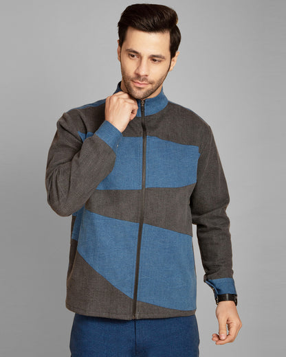 Men's Dual-Tone Patchwork Denim Jacket