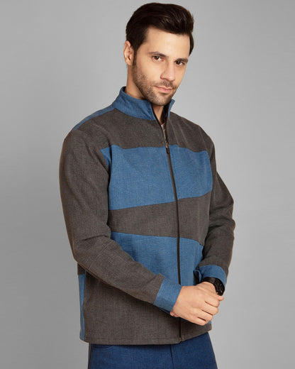 Men's Dual-Tone Patchwork Denim Jacket