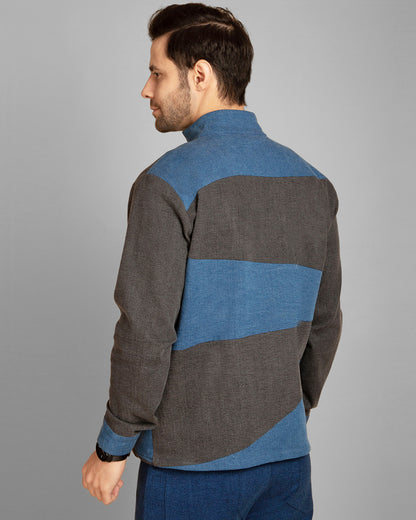 Men's Dual-Tone Patchwork Denim Jacket