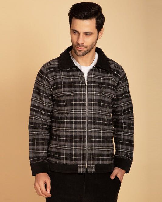 Men's Checkered Zipper Jacket