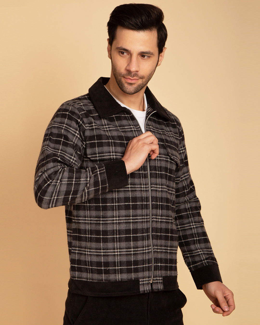 Men's Checkered Zipper Jacket