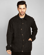 Men's Curved Placket Denim Jacket