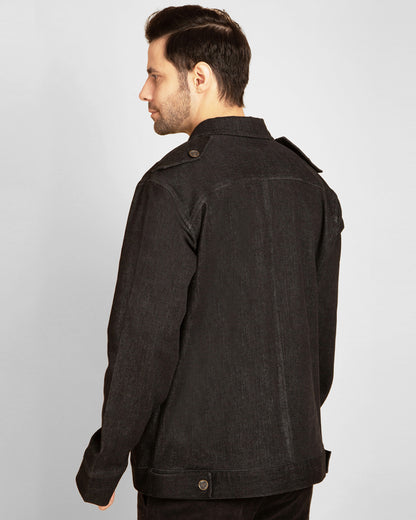 Men's Curved Placket Denim Jacket