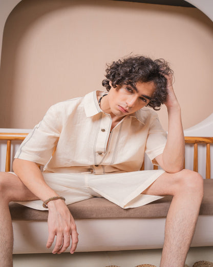 Beige Half-Sleeve Shirt