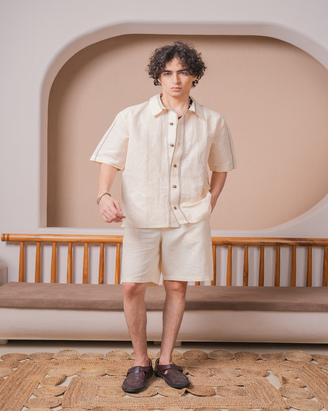 Beige Half-Sleeve Shirt