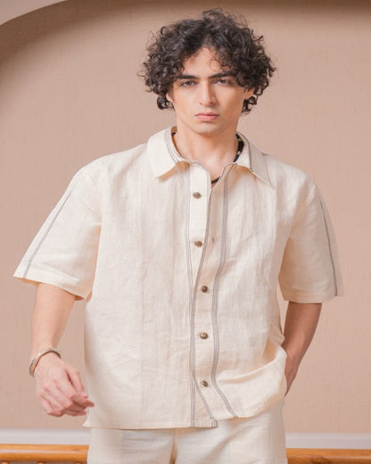 Beige Half-Sleeve Shirt