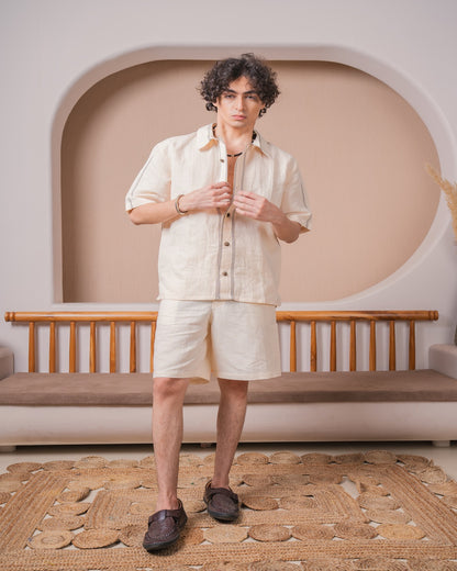 Beige Half-Sleeve Shirt