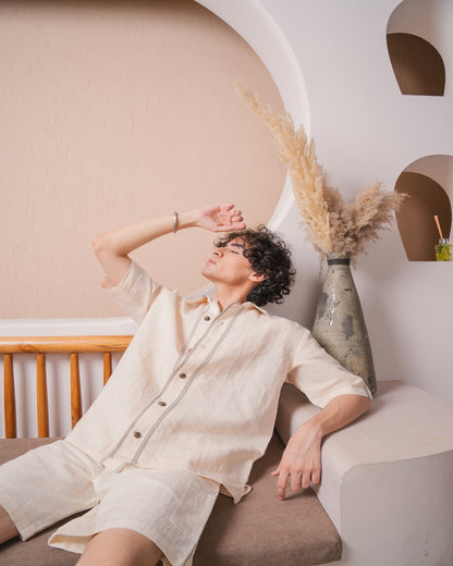 Beige Half-Sleeve Shirt