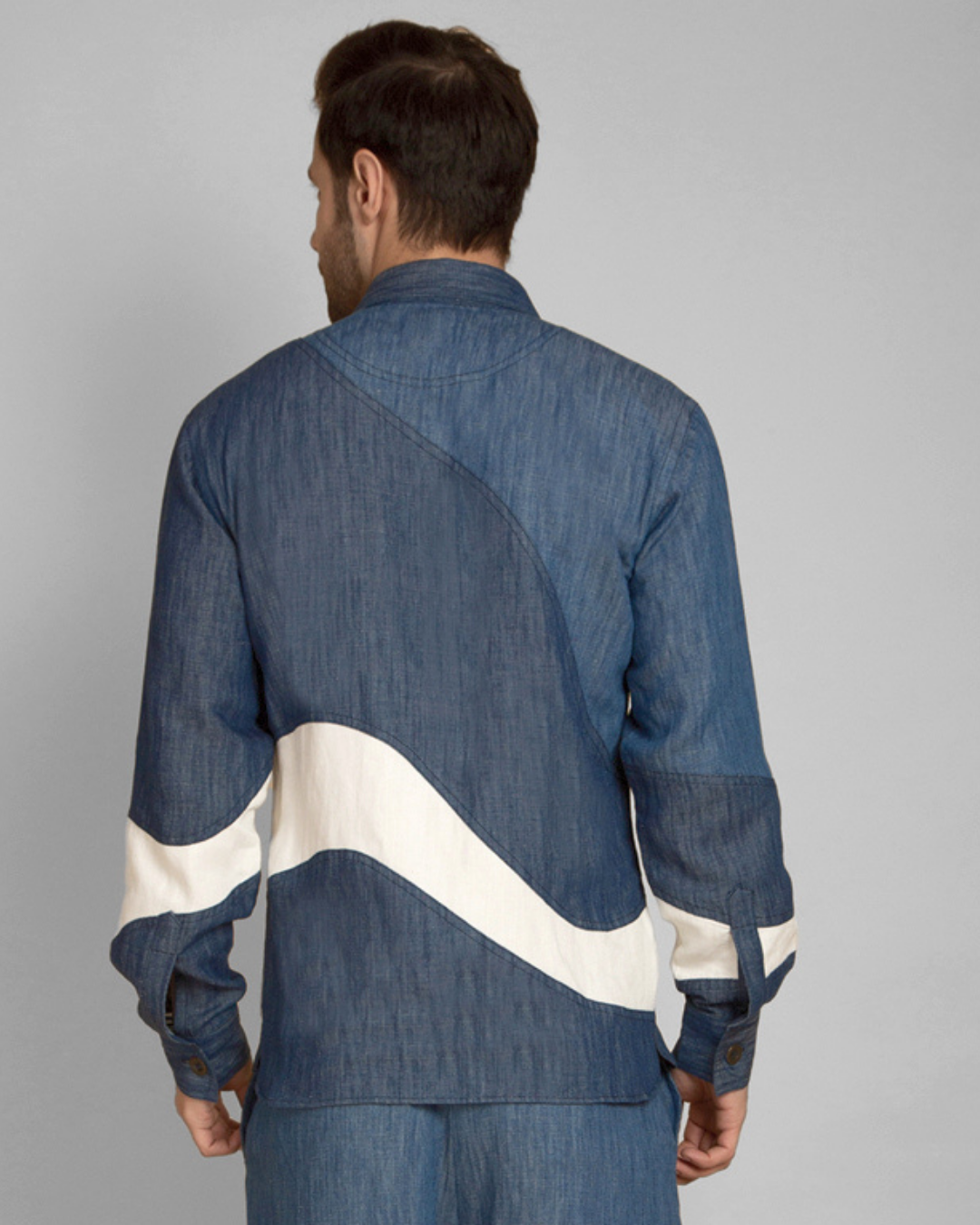 Men's Denim Patchwork Shirt