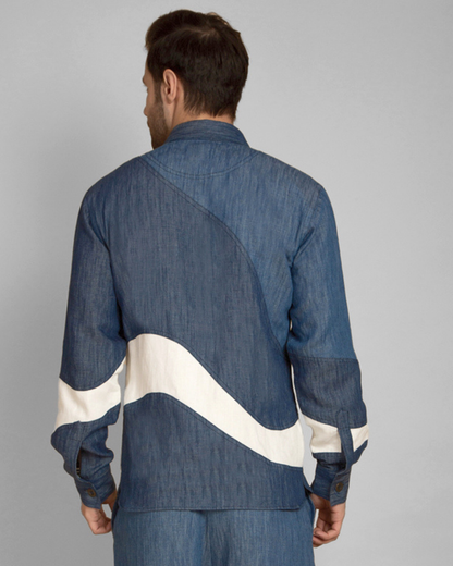 Men's Denim Patchwork Shirt