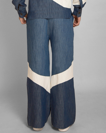 Men's Denim Patchwork Baggy Trousers