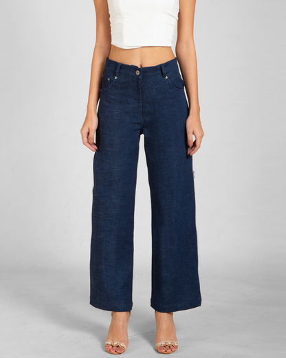 Women’s Contrast Panel Straight Jeans
