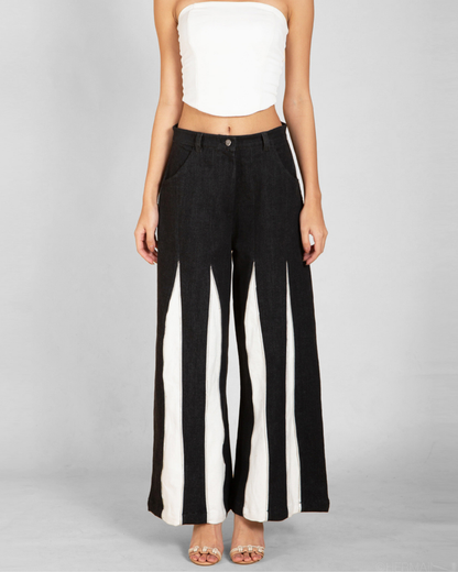 Women's  Baggy Contrast Panel Jeans