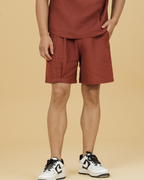 Brown Pintuck Detail Shorts