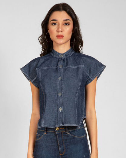 Asymmetrical Denim Top