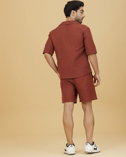 Brown Pintuck Detail Shorts