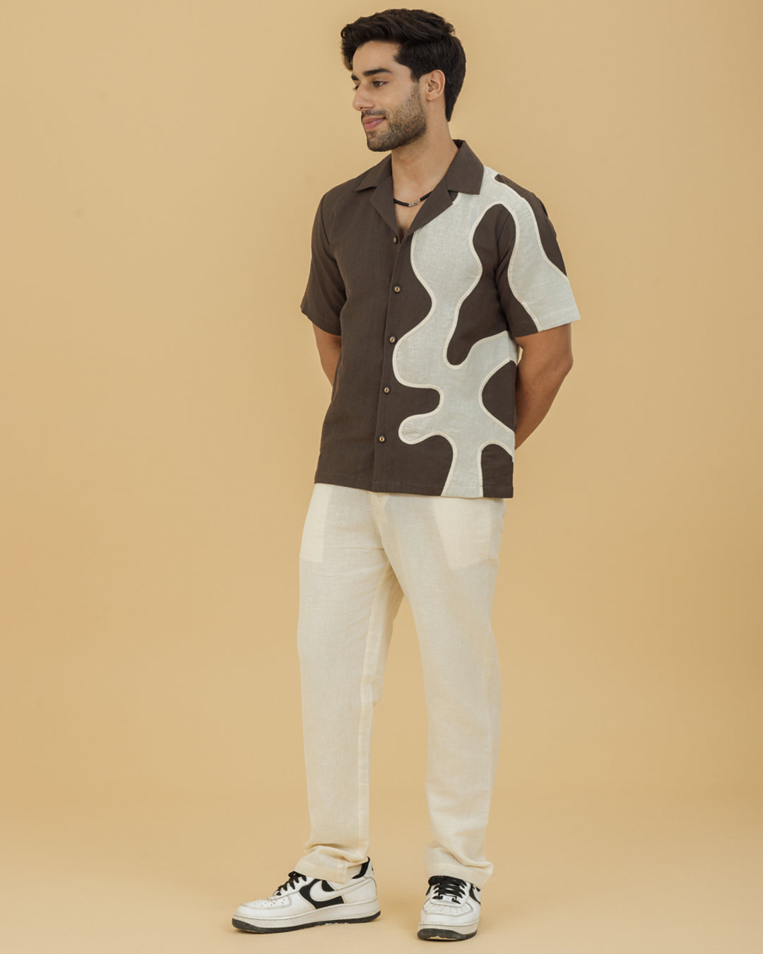 Beige on Brown Patch Men's Shirt