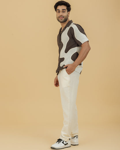 Beige on Brown Patch Men's Shirt