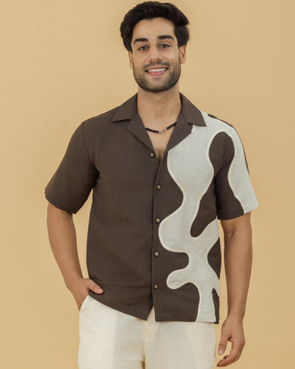 Beige on Brown Patch Men's Shirt