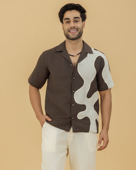 Beige on Brown Patch Men's Shirt
