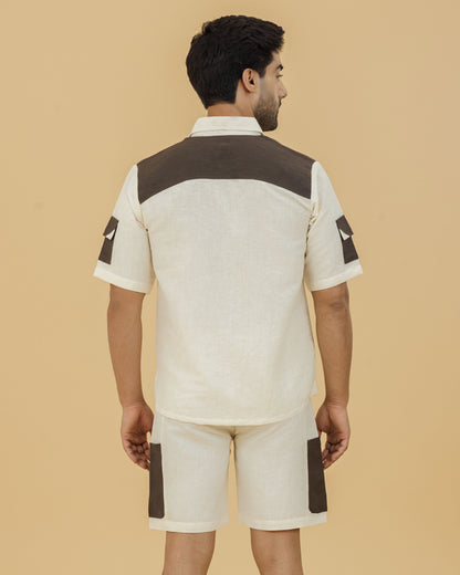 Men's beige Shorts with Brown Pockets