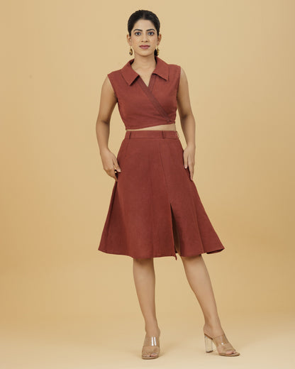 Women's Tie Up Top with Midi Skirt