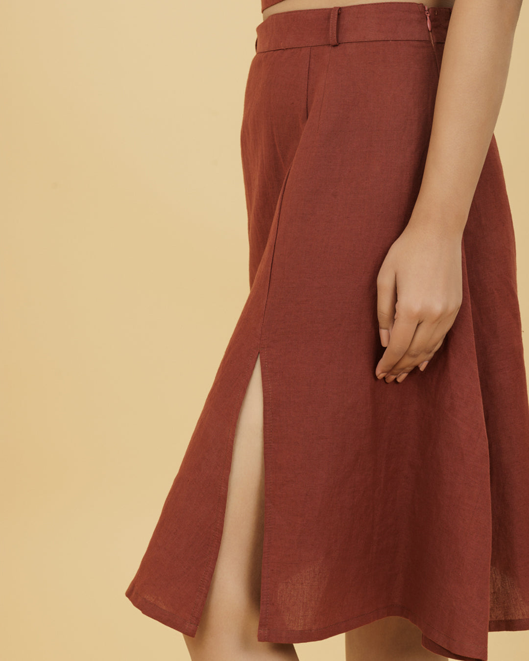 Earthy Hemp Slit Skirt