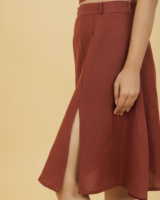Earthy Hemp Slit Skirt