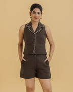 Chic Brown Women's Tailored Waistcoat
