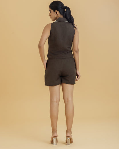 Chic Brown Women's Tailored Waistcoat