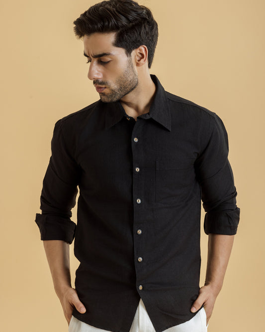 Hemp-Cotton Blend Full-Sleeve Men's Shirt