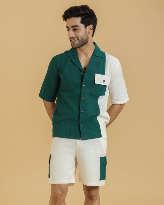 Beige on Green Patch Men's Shirt