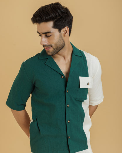 Beige on Green Patch Men's Shirt