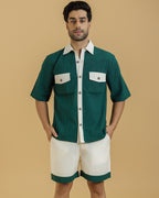 Men's beige Shorts with Green Patch