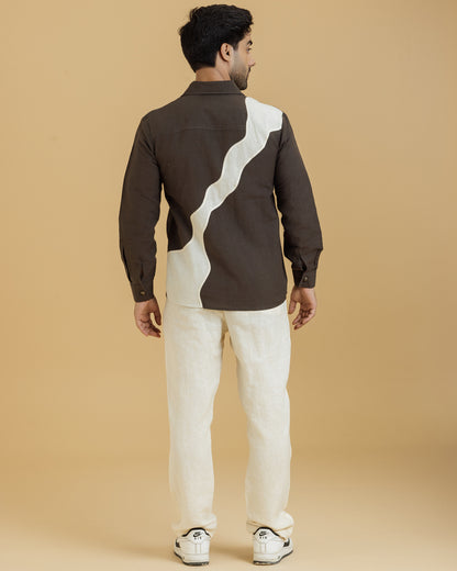 Brown Full Sleeves Patch Shirt
