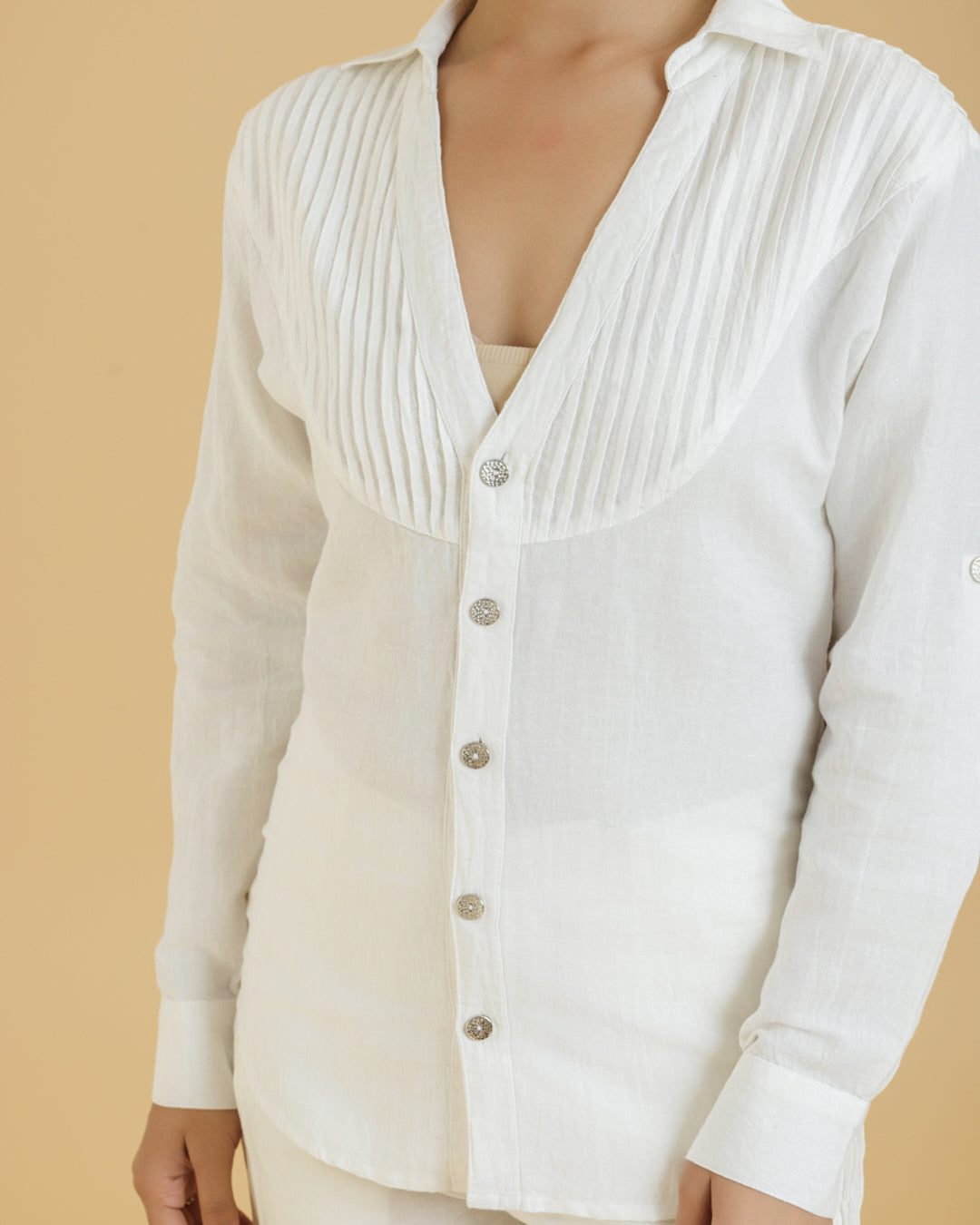 Top Pintuck Detail Full Sleeves Shirt
