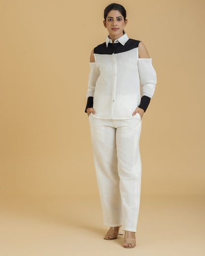 Women's contrast cold shoulder Shirt