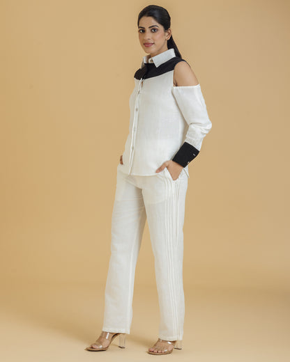 Women's contrast cold shoulder Shirt