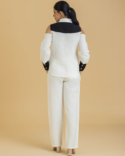 Women's contrast cold shoulder Shirt